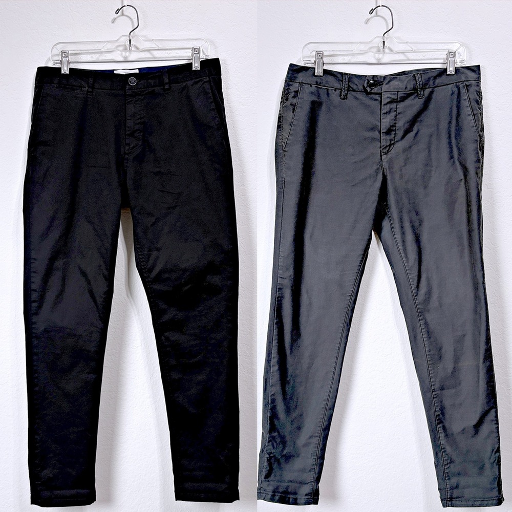 Bundle of 2 Scotch & Soda Mott Stretch Slim Chino Pants Black Gray Men 31x30